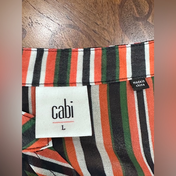 Cabi Ultimate Blouse Style 5519‎ Large Striped Sheer Popover Lightweight - Picture 9 of 11